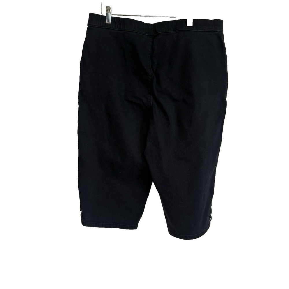 Womens Black Pull On Capris Size XL Stretch Summer Vacation Minimalist Travel - Picture 2 of 14